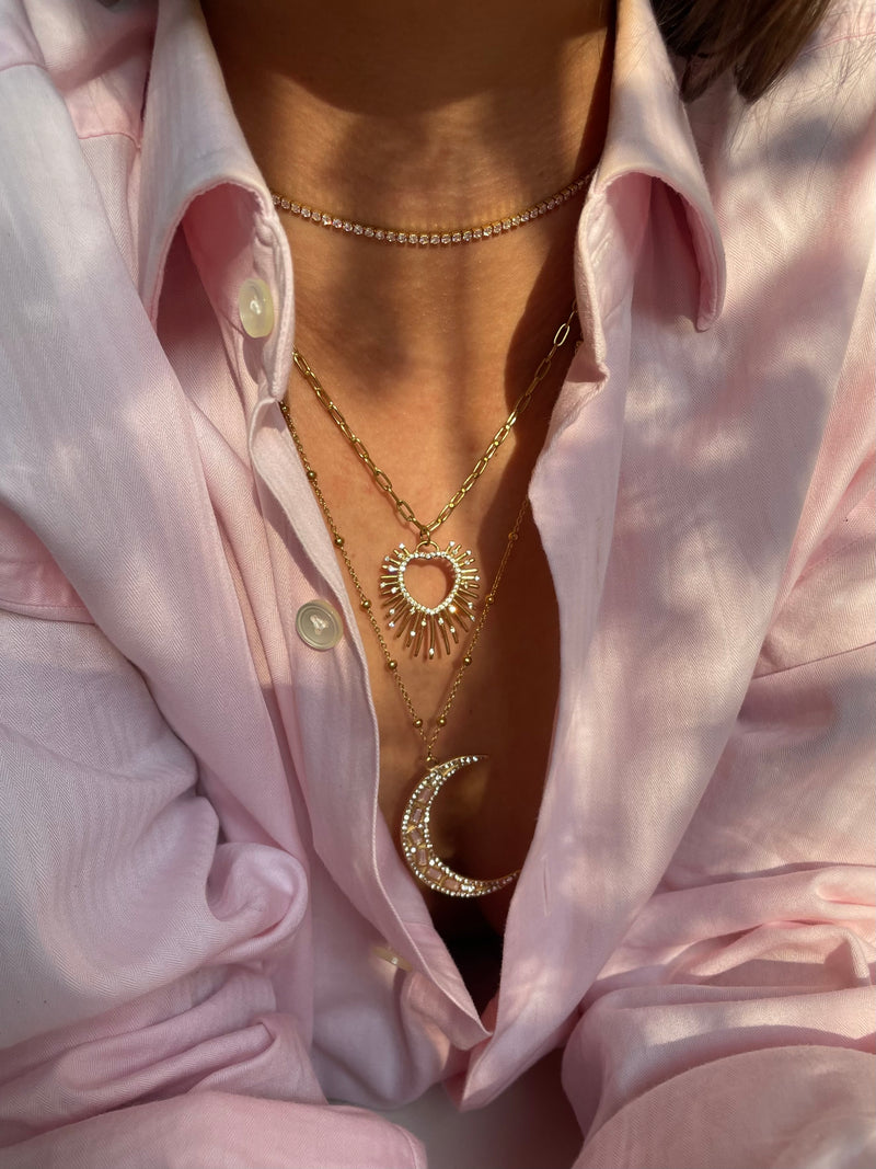 Moon necklace - half moon necklace- crescent moon necklace 