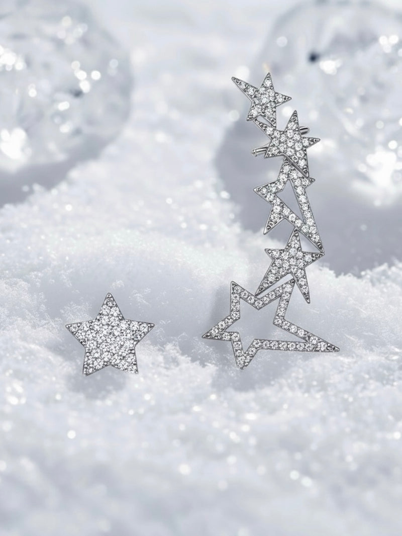 Star climber earrings - climber earrings with stars 