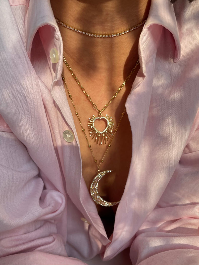 Star moon necklace set - moon star necklaces- 