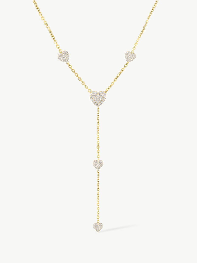 luxury heart y-chain necklace| Y chain necklace hearts| y-chain necklace with hearts