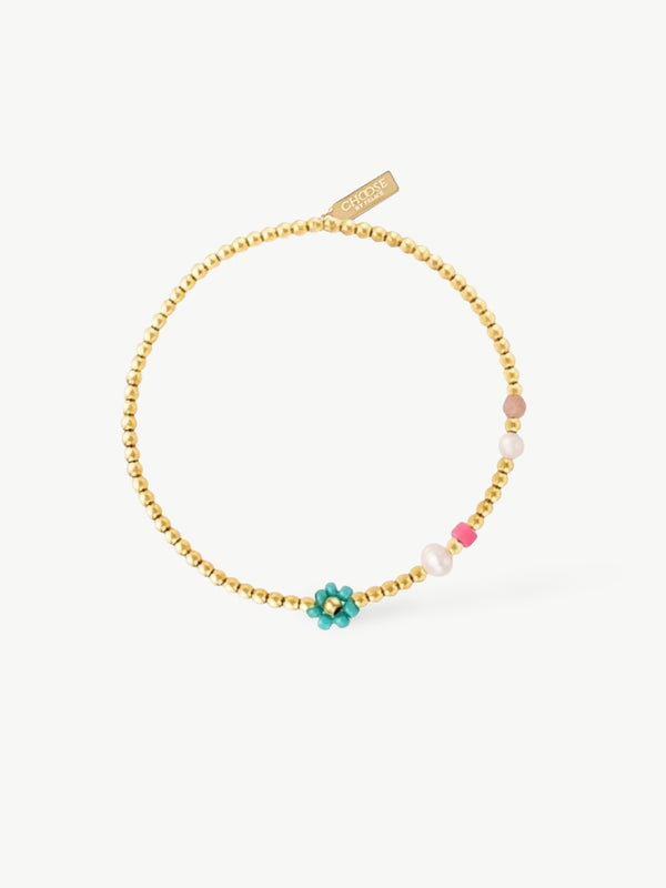 Turquoise Flower Bracelet Gold