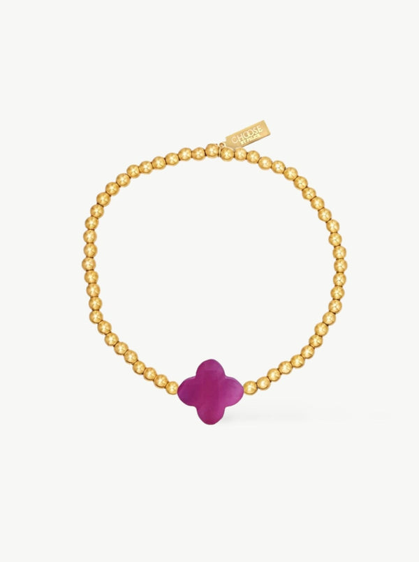 Pink Chalcedony Clover Bracelet-Choose by Felice|clover bracelet|bracelet with natural stones|leuke armbanden webshop