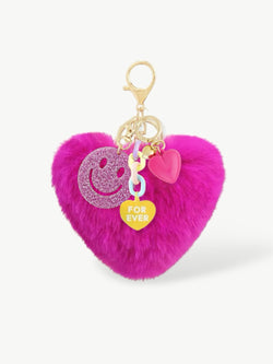 bag charm pink | fluffy bag charm | pink bag charm | bag charm heart