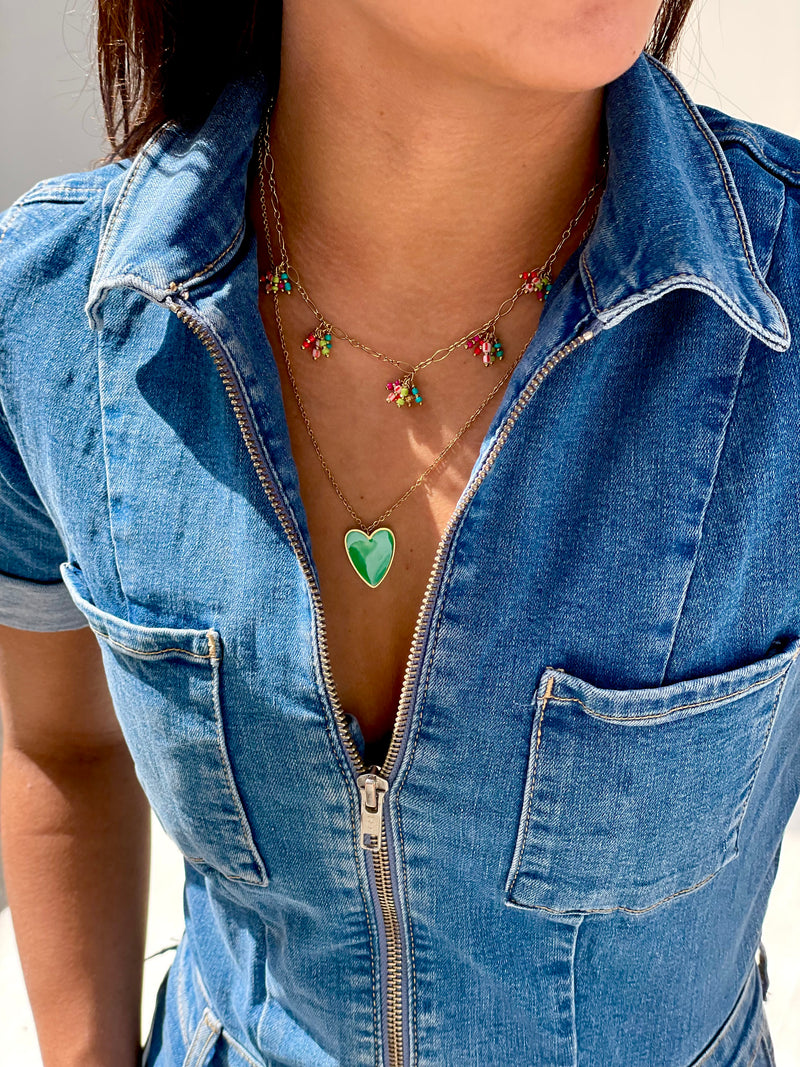 big heart necklace|green heart necklace|leuke ketting sets|leuke zomerkettingen 2023
