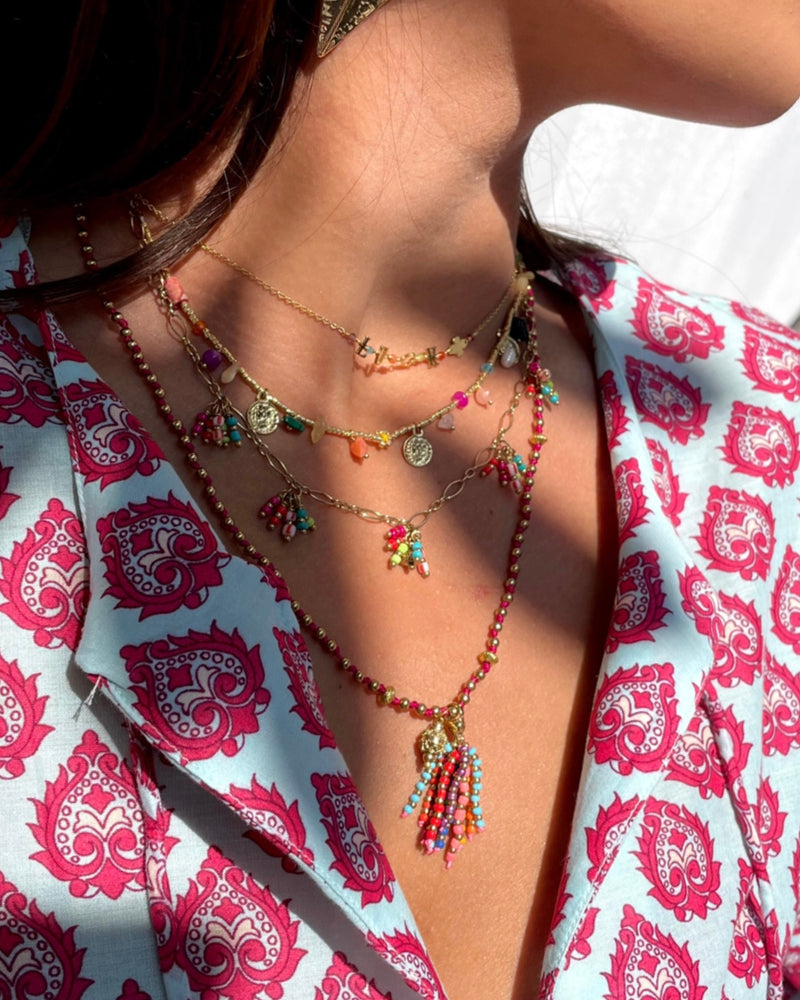 boho beaded tassel necklace choose by felice|bohemian style necklace|Ibiza jewelry||boho beaded tassel necklace gold