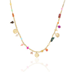 Coin Beaded Necklace Gold