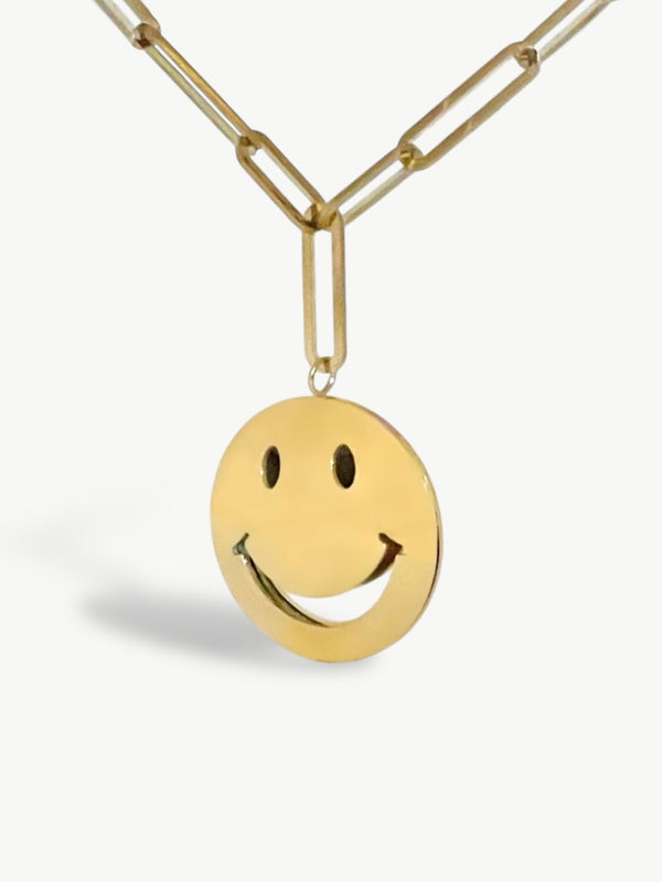 damesketting met smiley| leuke smiley ketting| Smiley face damesketting|grote smiley face damesketting