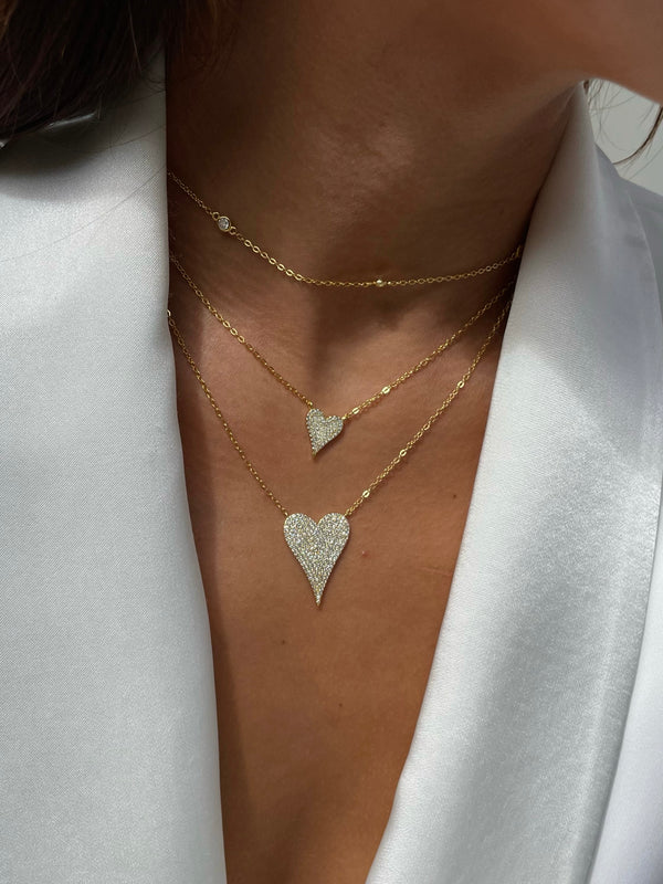 Small Loving Heart Necklace Pavé