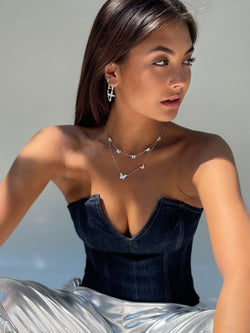 Silver Butterfly Necklace Luna