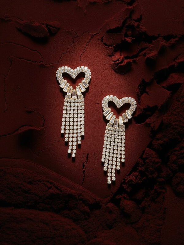 diamond heart drop earrings
