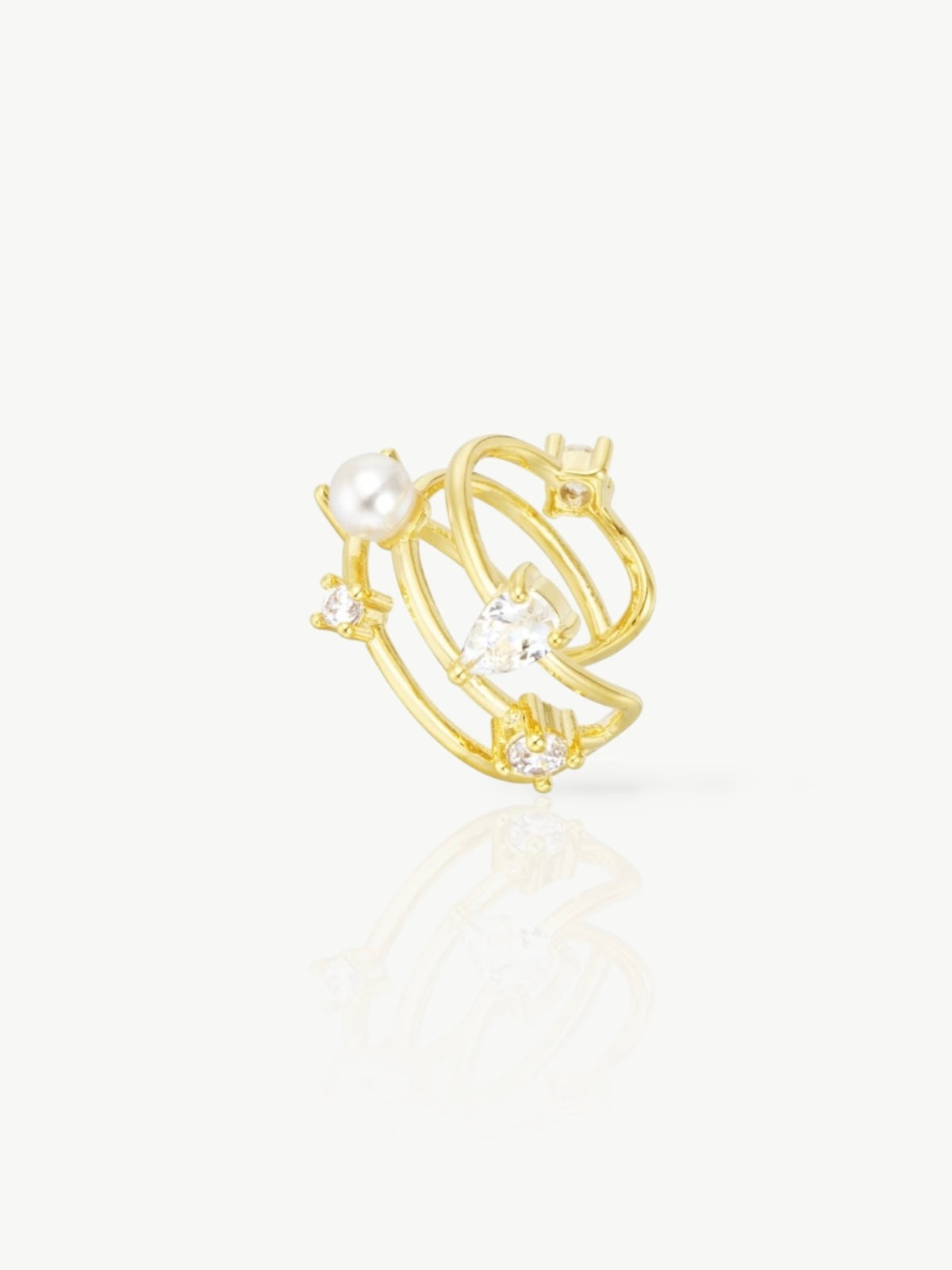 Orecchino A Cuore Con Ear Cuff Liebeskind Berlino | Gioiello In Acciaio Inox Oro | Design Grafico Originale | Regalo Donna Alla Moda - 5