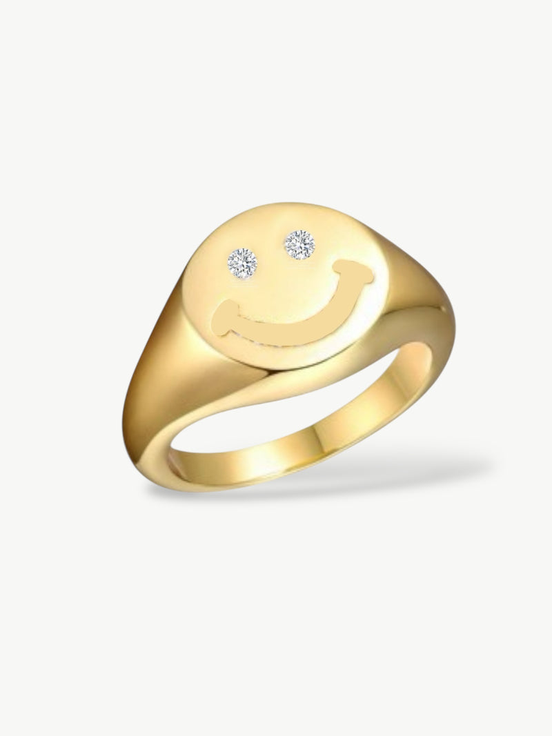 golden smiley face ring