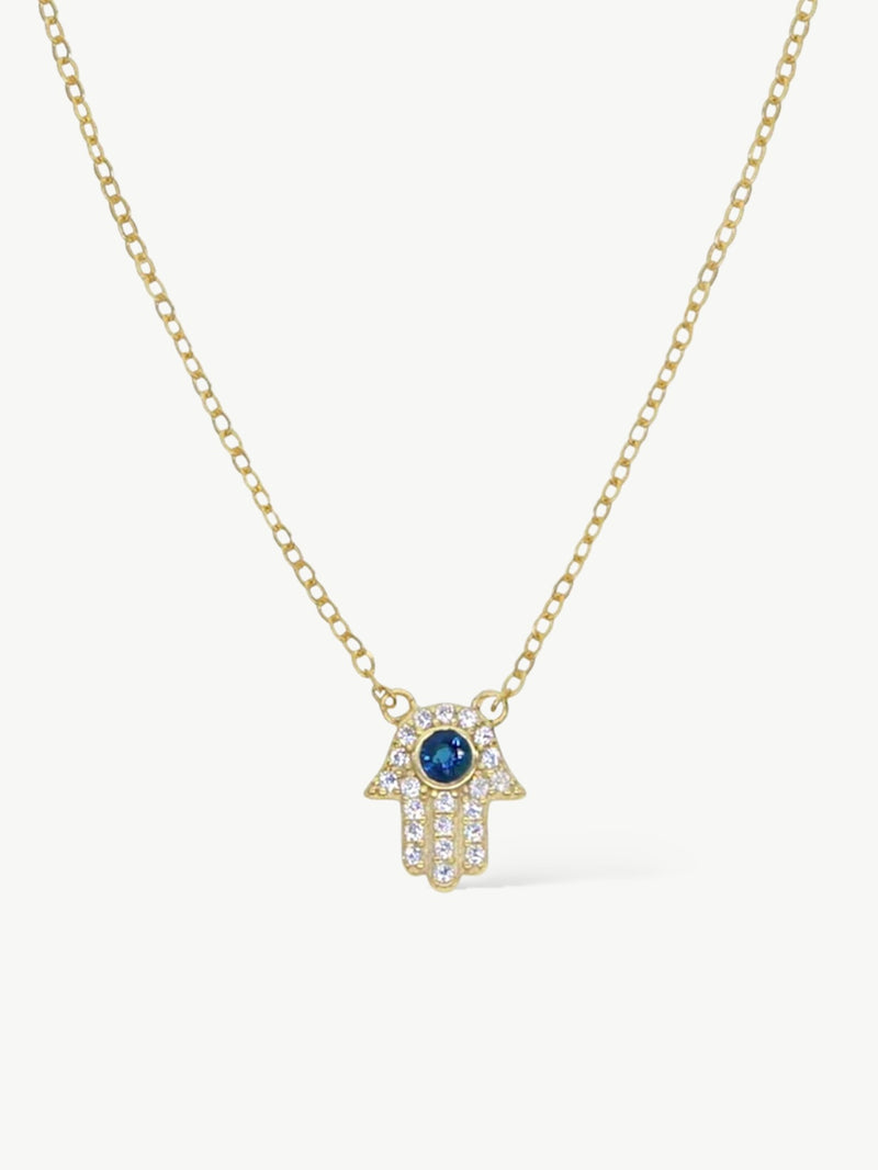 Gold plated necklace Hamsa Hand