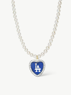 pearl necklace with baseball logo
