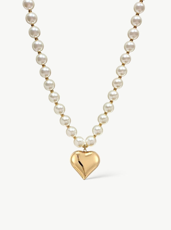 pearl necklace with heart|trendy pearl necklace|pearl necklace gold