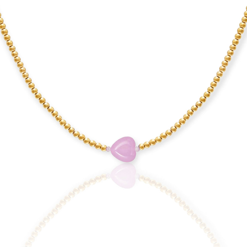pink heart rose quartz necklace _Choose by Felice|rose quartz necklace gold|pink heart necklace-by felice|leuke hart ketting|damesketting met hart|damesketting met hartje