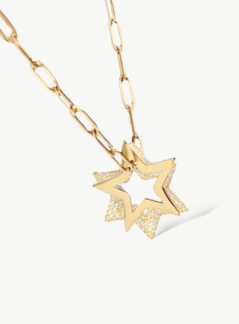 star necklace|necklace with star charm|leuke ketting met sterren| pavé star necklace