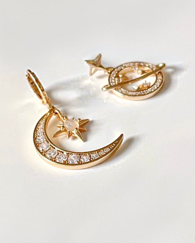 Silver Cubic Zirconia Moon Star Earrings | 0118717 | Beaverbrooks the  Jewellers