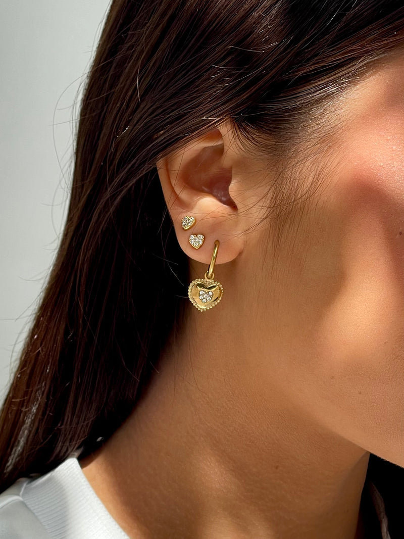 heart stud earrings|fine heart stud earrings|heart shaped earrings|oorbellen 2de gaatje