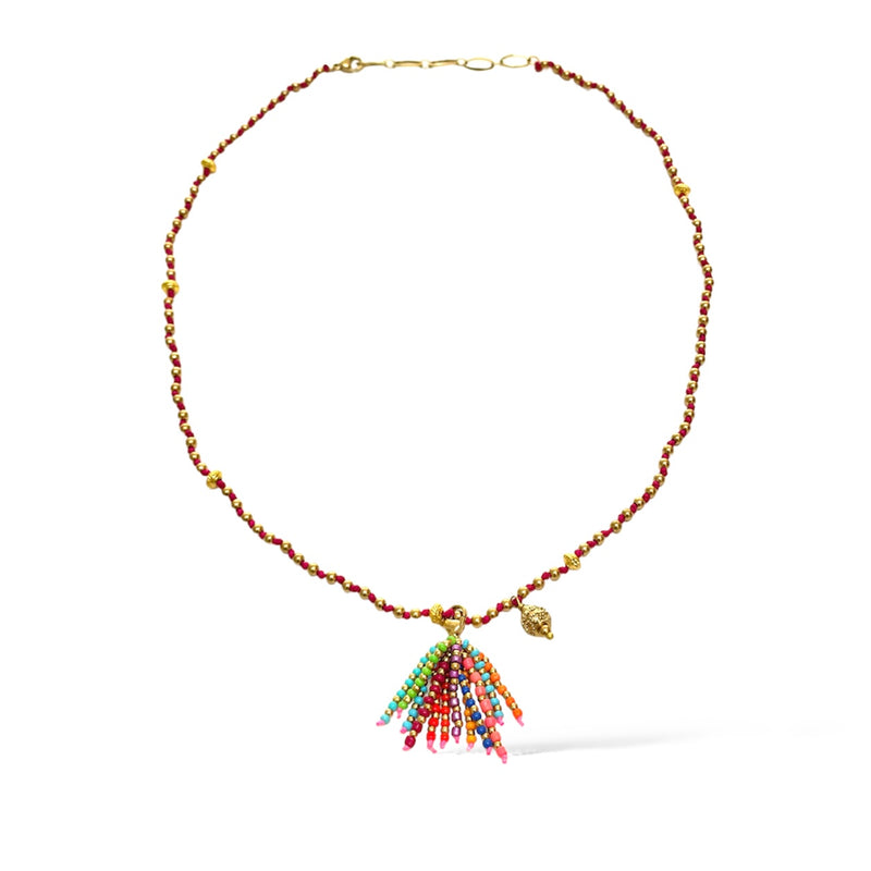 tassel necklace gold| boho beaded tassel necklace