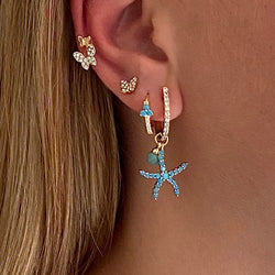 hippe oorbellen|leuke zomer oorbellen met blauwe steentjes|turquoise oorbellen