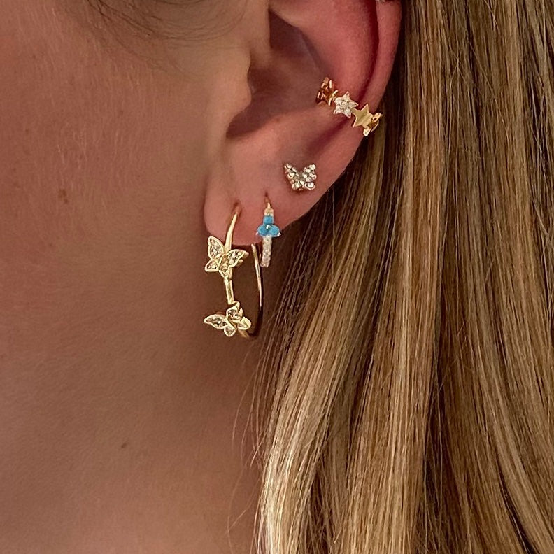 Earring gold turquoise semi precious stones|swarovski|hippe sieraden|fashion jewelry|gold earrings|sieraden webshop|sieraden goedkoop|my jewellery|originele sieraden