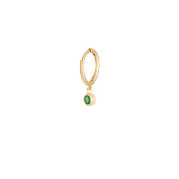 Hoop Gold Green Stone
