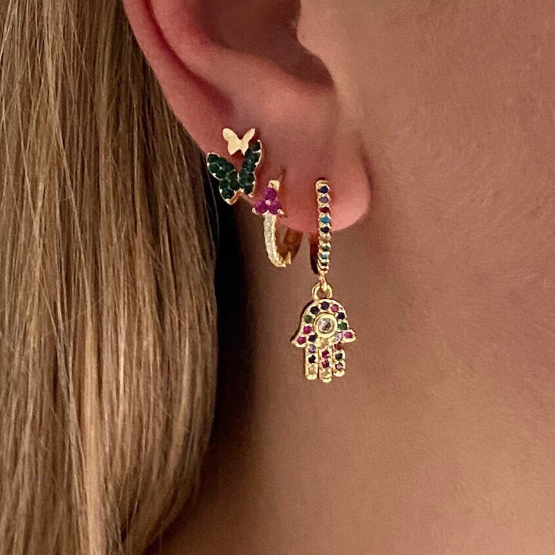 Jade Double Butterfly Ear Pin