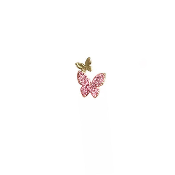 Ear stud Double Butterfly Pink