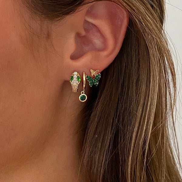 Hoop Gold Green Stone