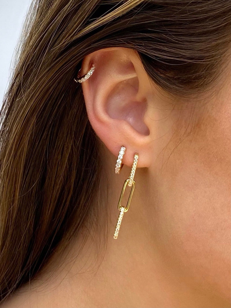 Diamond Paperclip Stud Earring