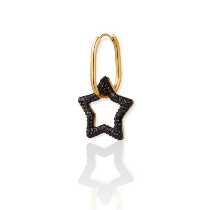 ster oorbellen zwart|zwarte ster oorbellen|star earrings black|earrings with black star charm