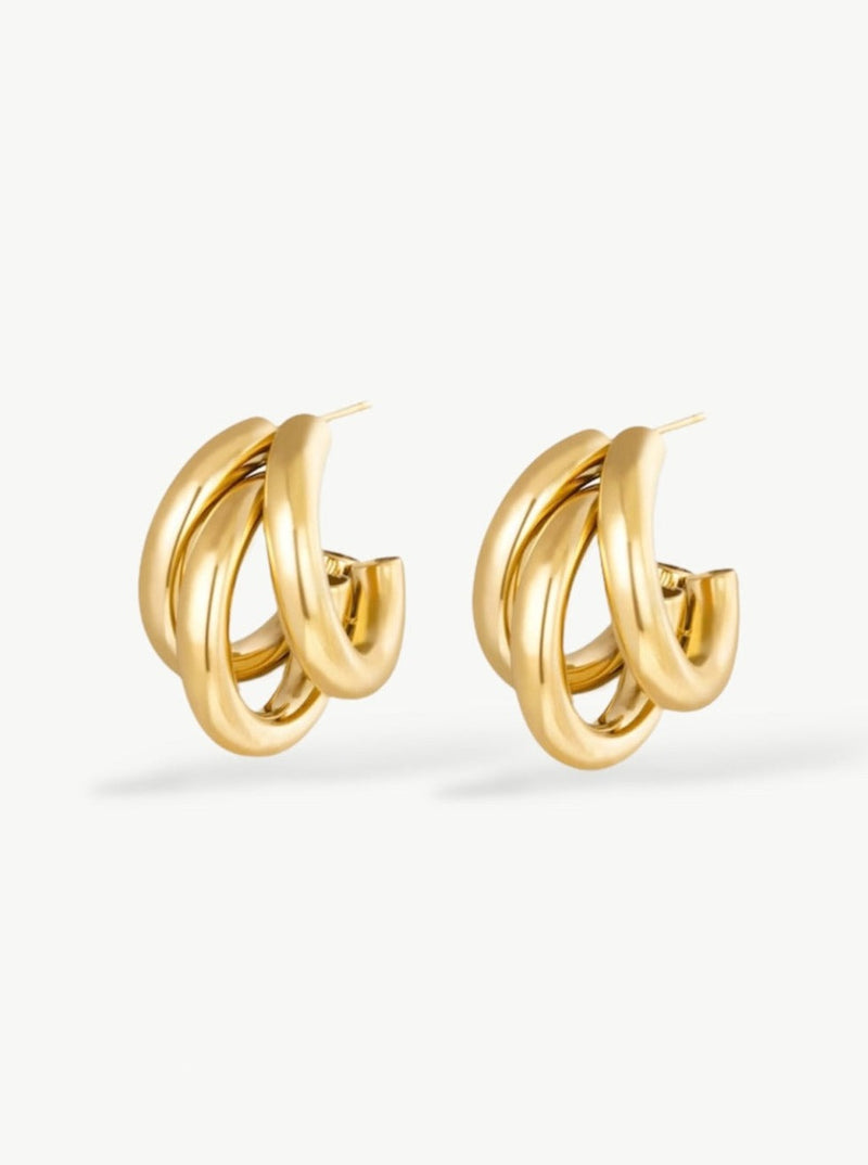 Triple Bold Earrings Gold