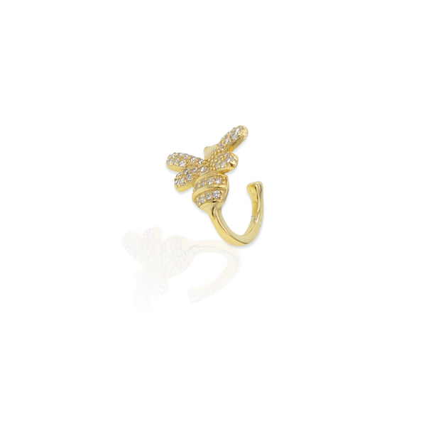 Queen Bee ear cuff choosebyfelice Bee shaped ear cuff gold|Bij oorbellen no piercing| sieraden online/hippe sieraden/fantasie oorbellen/fashion jewelry/gouden sieraden/silveren oorbellen