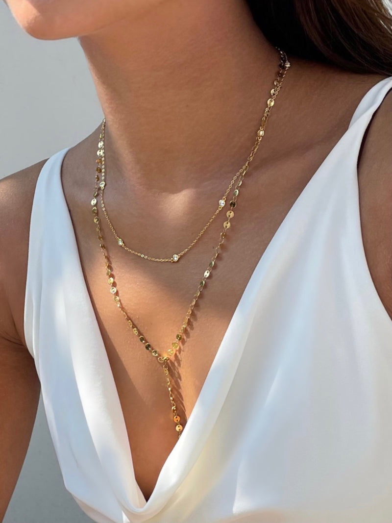 Y shaped necklace gold|golden Y shaped necklace|long fine necklace|lange dames ketting 