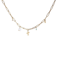 Gold Necklace Cross Charms