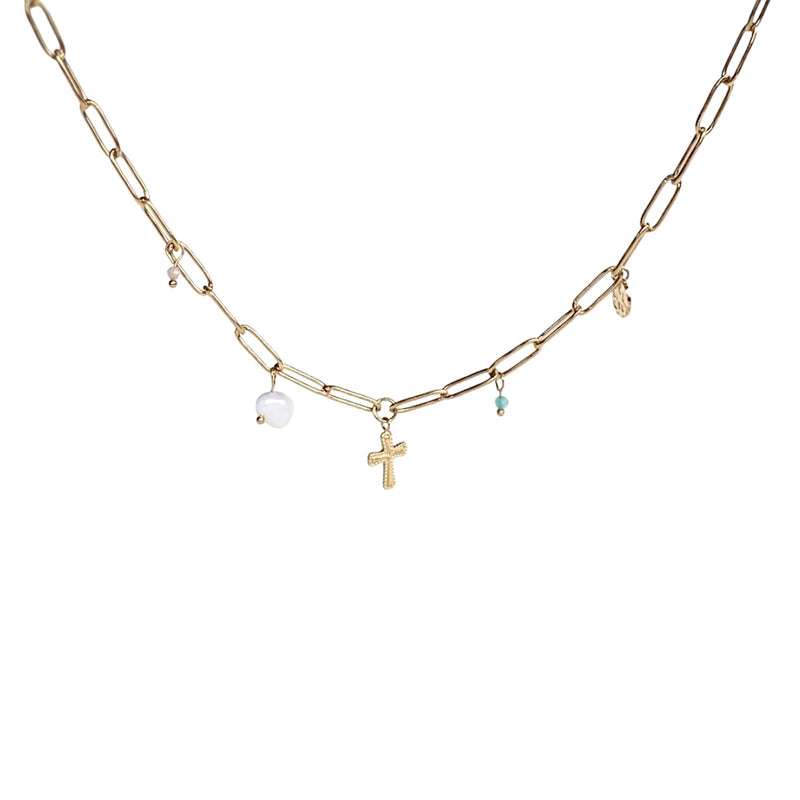 Gold Necklace Cross Charms