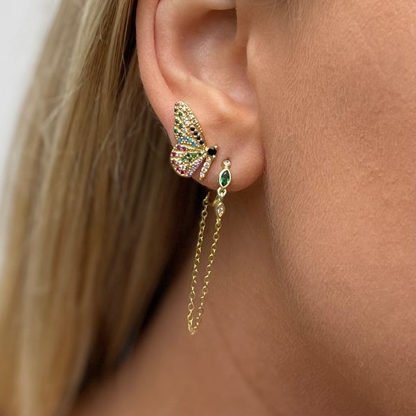 vlinder oorbellen|butterfly earrings| earring with colorful butterfly