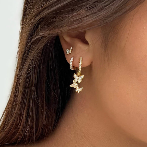 Ear stud Gold Tiny Butterfly