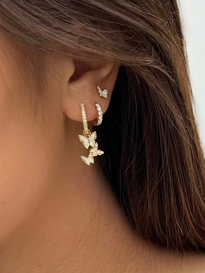 Ear stud Gold Tiny Butterfly