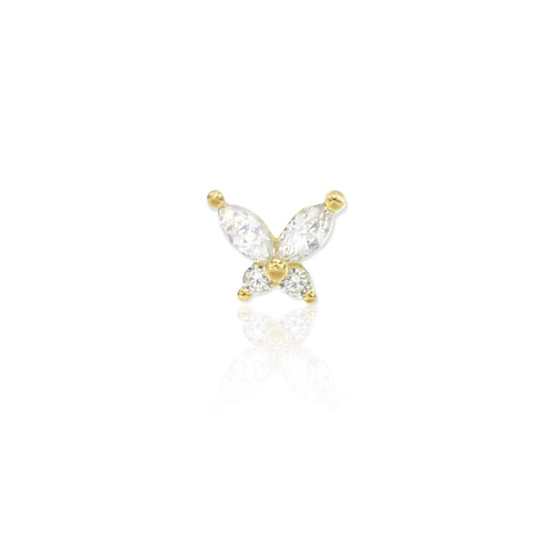 diamond butterfly earring|butterfly ear stud gold|vlinder zirconia stud oorbellen 