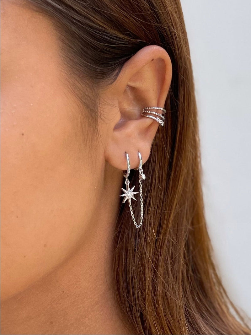 zilveren oorbellen met kettinkje|ster oorbellen zilver|leuke zilveren oorbellen