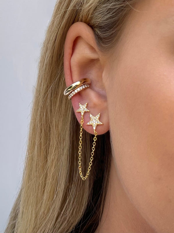 Chained Stars Stud Earring