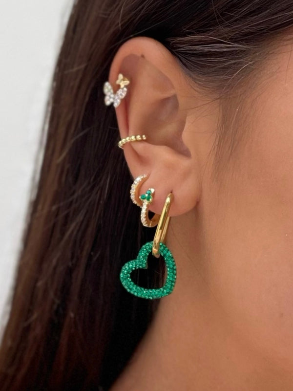 Luxury Heart Earrings Green