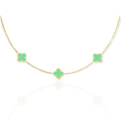 lucky clover necklace|clover necklace|green clover necklace|rvs damesketting|clover necklace gold