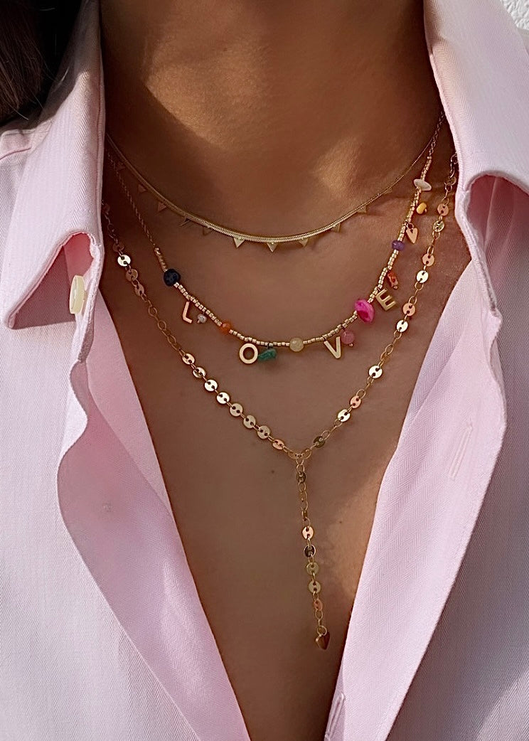 natural stones love necklace- Choose by felice-leuke love ketting met echte steentjes|Love necklace monique westenberg| love ketting Instagram