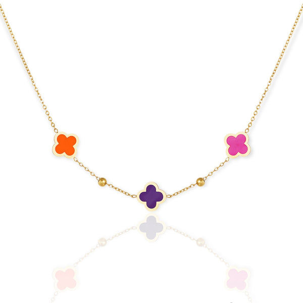 Colorful Lucky Clover Necklace
