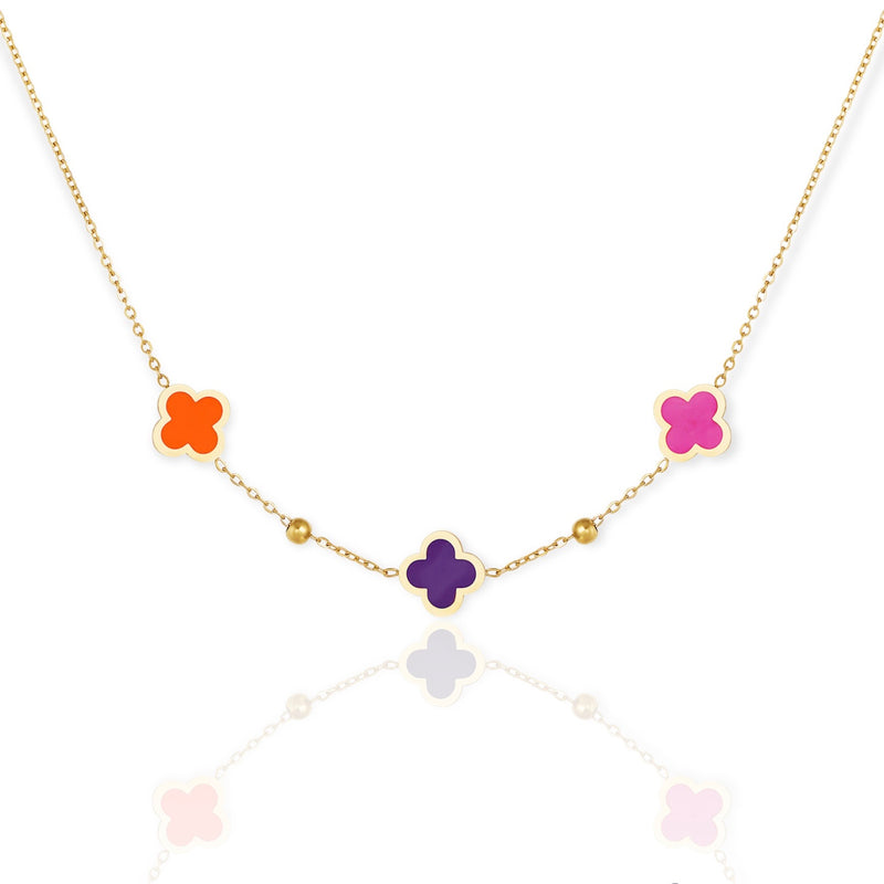 Colorful Lucky Clover Necklace