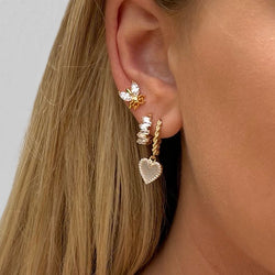 Pearly Heart Huggie Earring