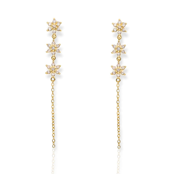 single statement earrings|long flower drop earrings|drop earrings flowers|long earrings gold|gold earrings with flowers